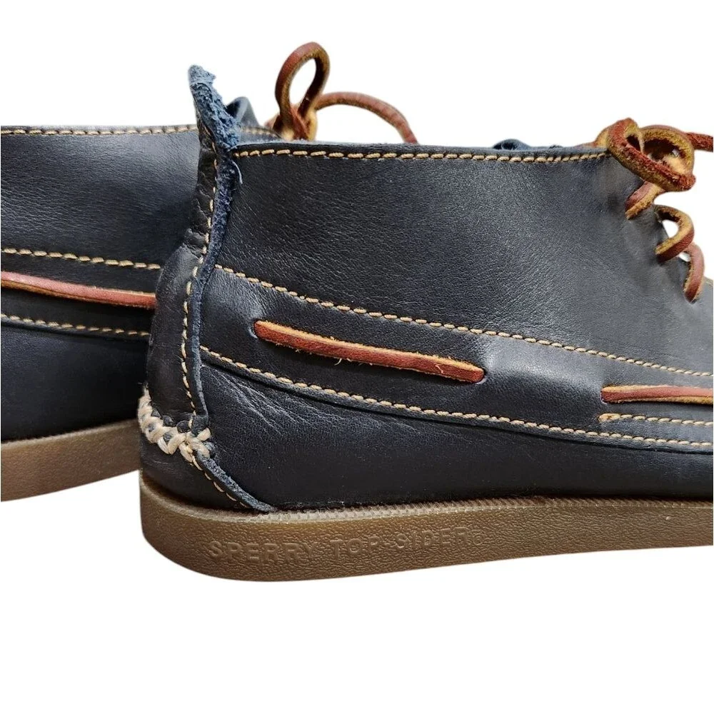 Sperry Chukka Leather Top Siders Navy Blue Boots 7